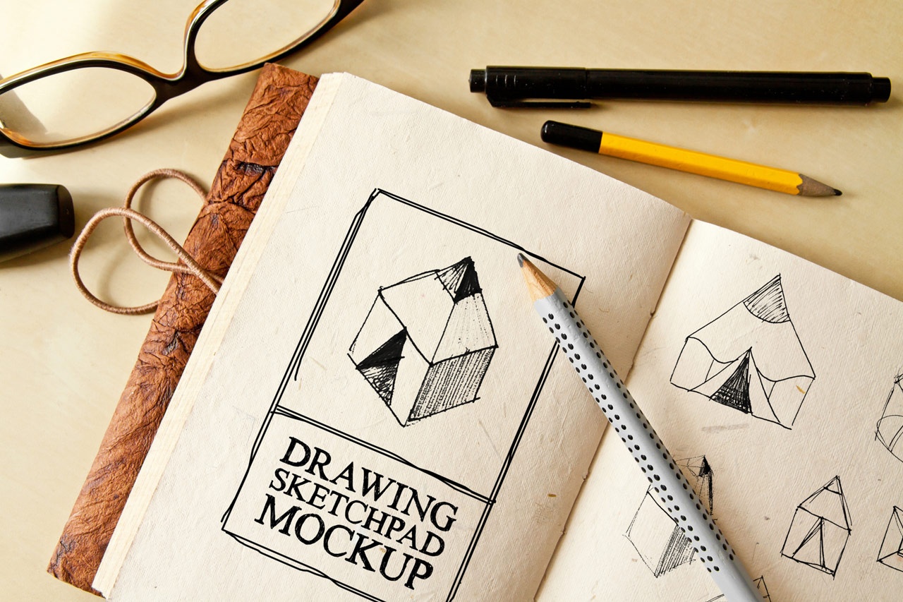 Download Free Drawing Sketch Pad Mockup | Graphic Shelter - Sellfy.com